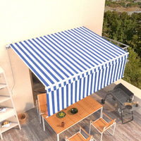 vidaXL Toldo retrátil manual com estore 3x2,5 m azul e branco