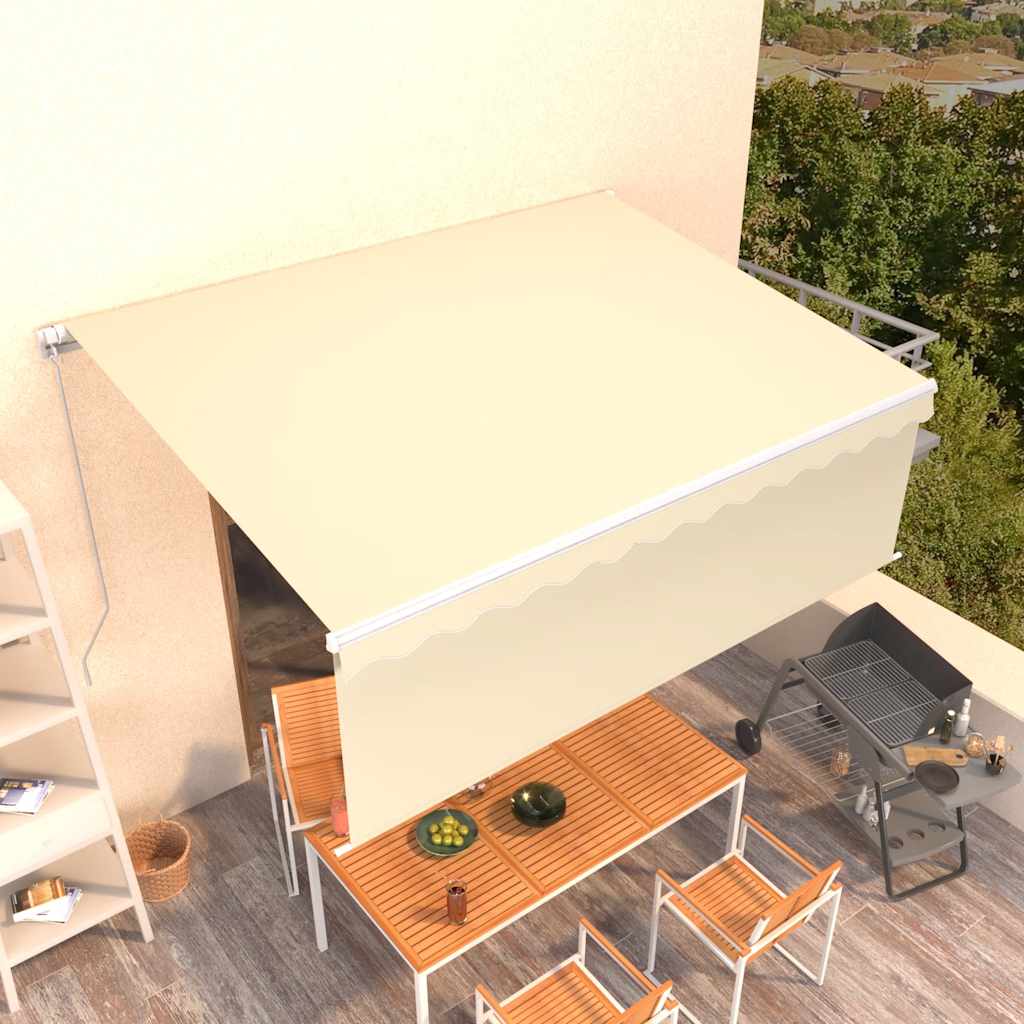 vidaXL Toldo retrátil manual com estore 3x2,5 m azul e branco