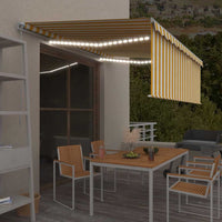 vidaXL Toldo retrátil manual com estore/LED 3x2,5 m azul e branco