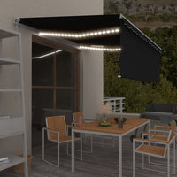 vidaXL Toldo retrátil manual com estore/LED 3x2,5 m azul e branco