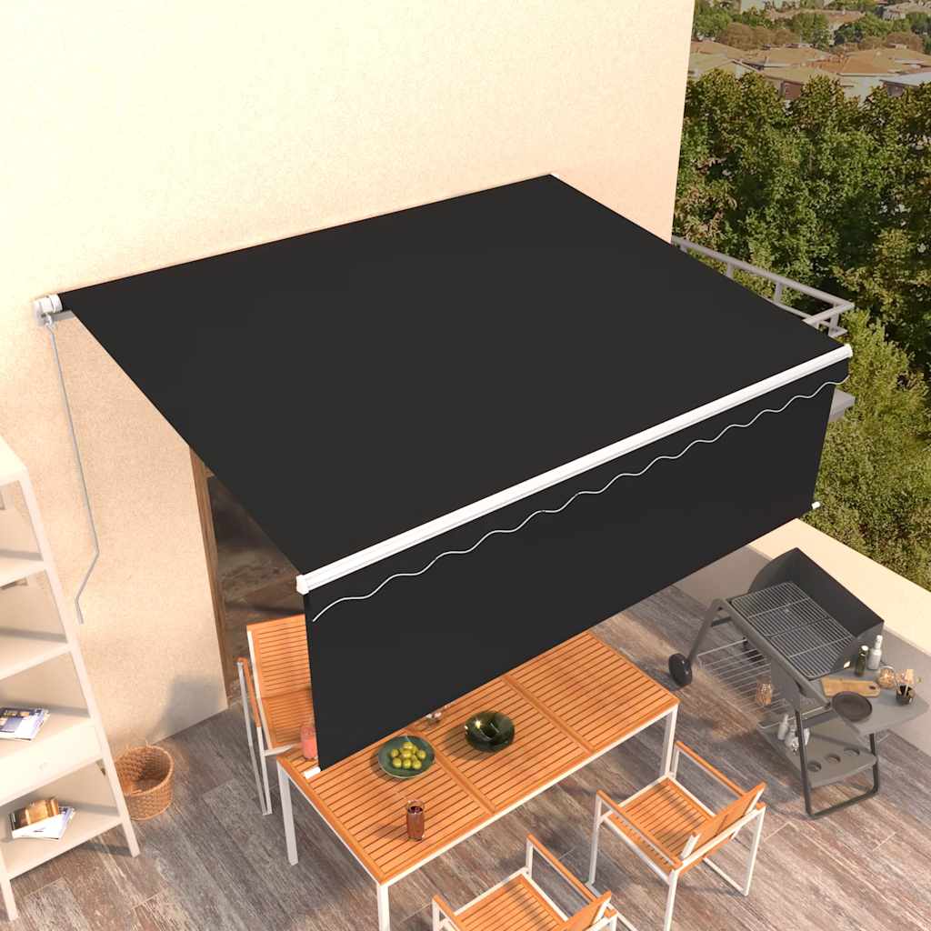 vidaXL Toldo retrátil manual com estore 3x2,5 m azul e branco