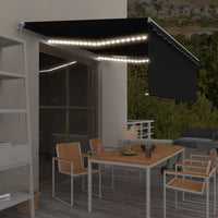 vidaXL Toldo retrátil manual com estore/LED 3x2,5 m azul e branco