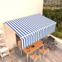 vidaXL Toldo retrátil manual com estore 3x2,5 m azul e branco