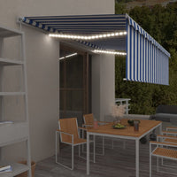 vidaXL Toldo retrátil manual com estore/LED 3x2,5 m azul e branco