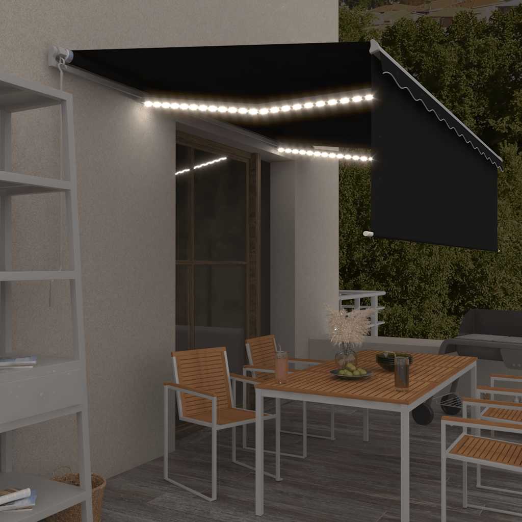 vidaXL Toldo retrátil manual com estore/LED 3x2,5 m azul e branco