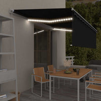 vidaXL Toldo retrátil manual com estore/LED 3x2,5 m azul e branco