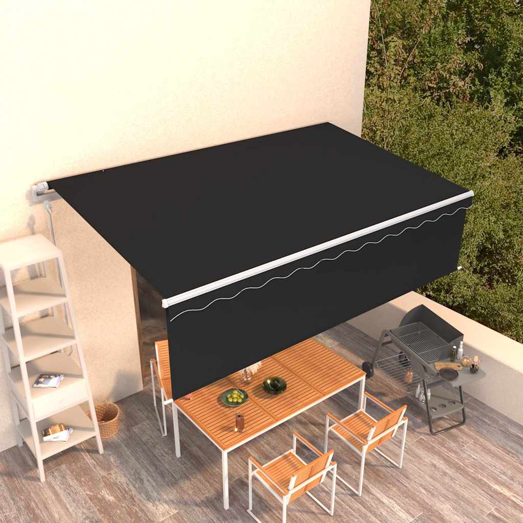 vidaXL Toldo retrátil automático com estore 3x2,5 m azul e branco