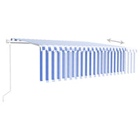 vidaXL Toldo automático c/ estore/LED/sensor vento 3x2,5m azul/branco