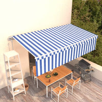 vidaXL Toldo retrátil automático com estore 3x2,5 m azul e branco