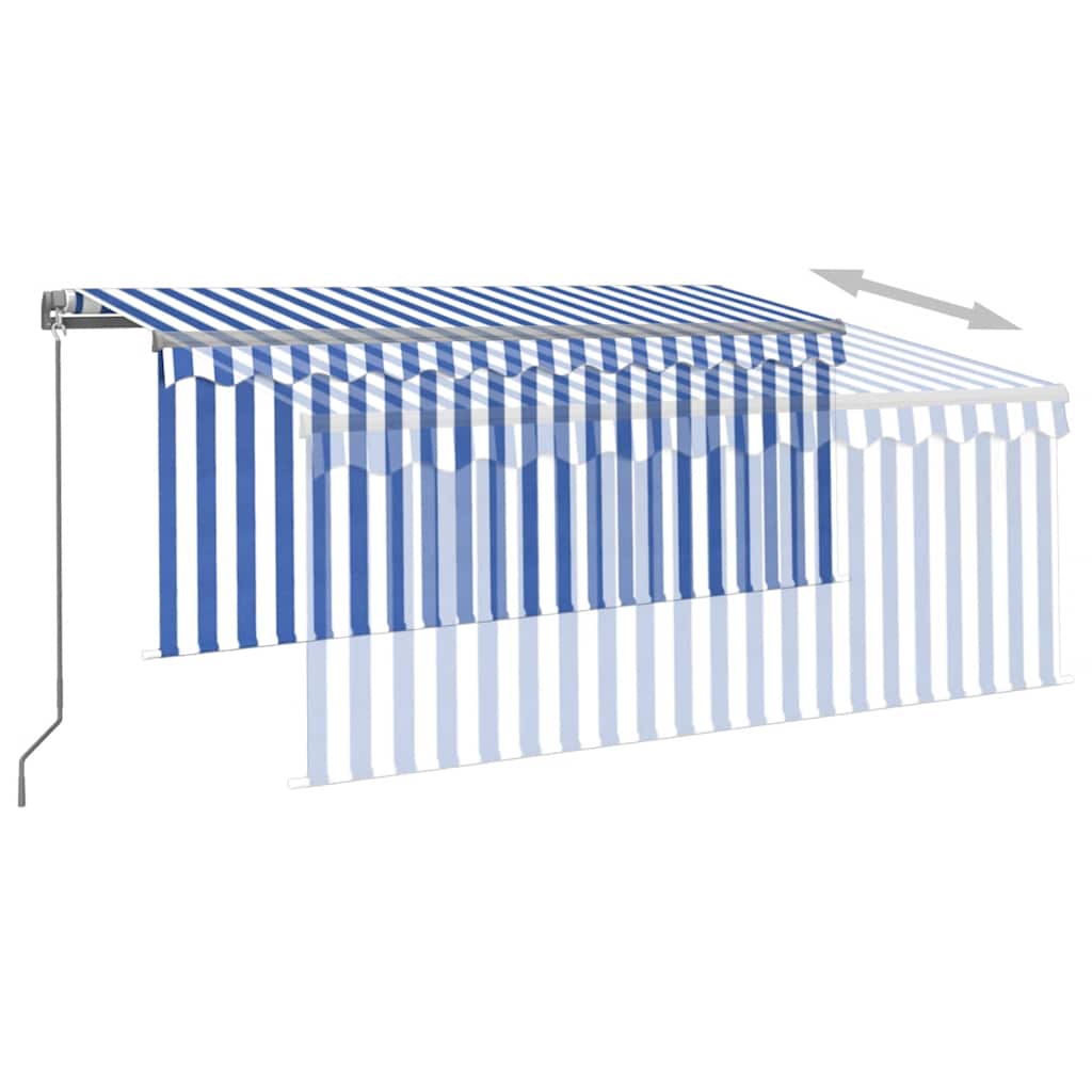 vidaXL Toldo retrátil manual com estore/LED 3x2,5 m azul e branco