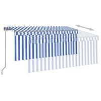 vidaXL Toldo retrátil manual com estore/LED 3x2,5 m azul e branco
