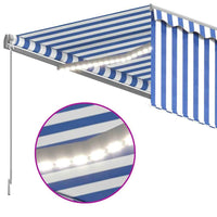 vidaXL Toldo retrátil manual com estore/LED 3x2,5 m azul e branco