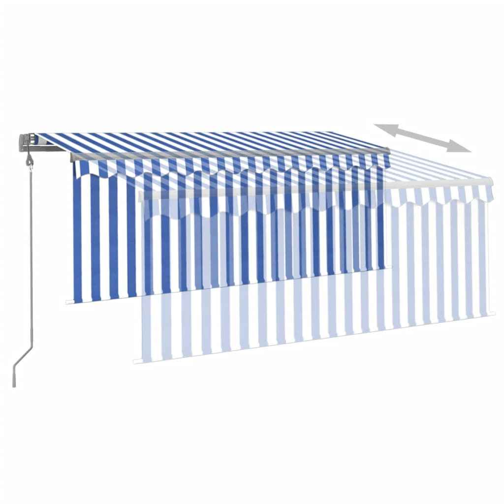 vidaXL Toldo retrátil automático com estore 3x2,5 m azul e branco