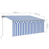 vidaXL Toldo retrátil automático com estore 3x2,5 m azul e branco