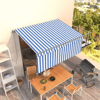vidaXL Toldo retrátil manual com estore 4x3 m azul e branco
