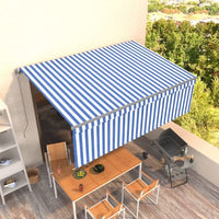 vidaXL Toldo retrátil manual com estore 4x3 m azul e branco