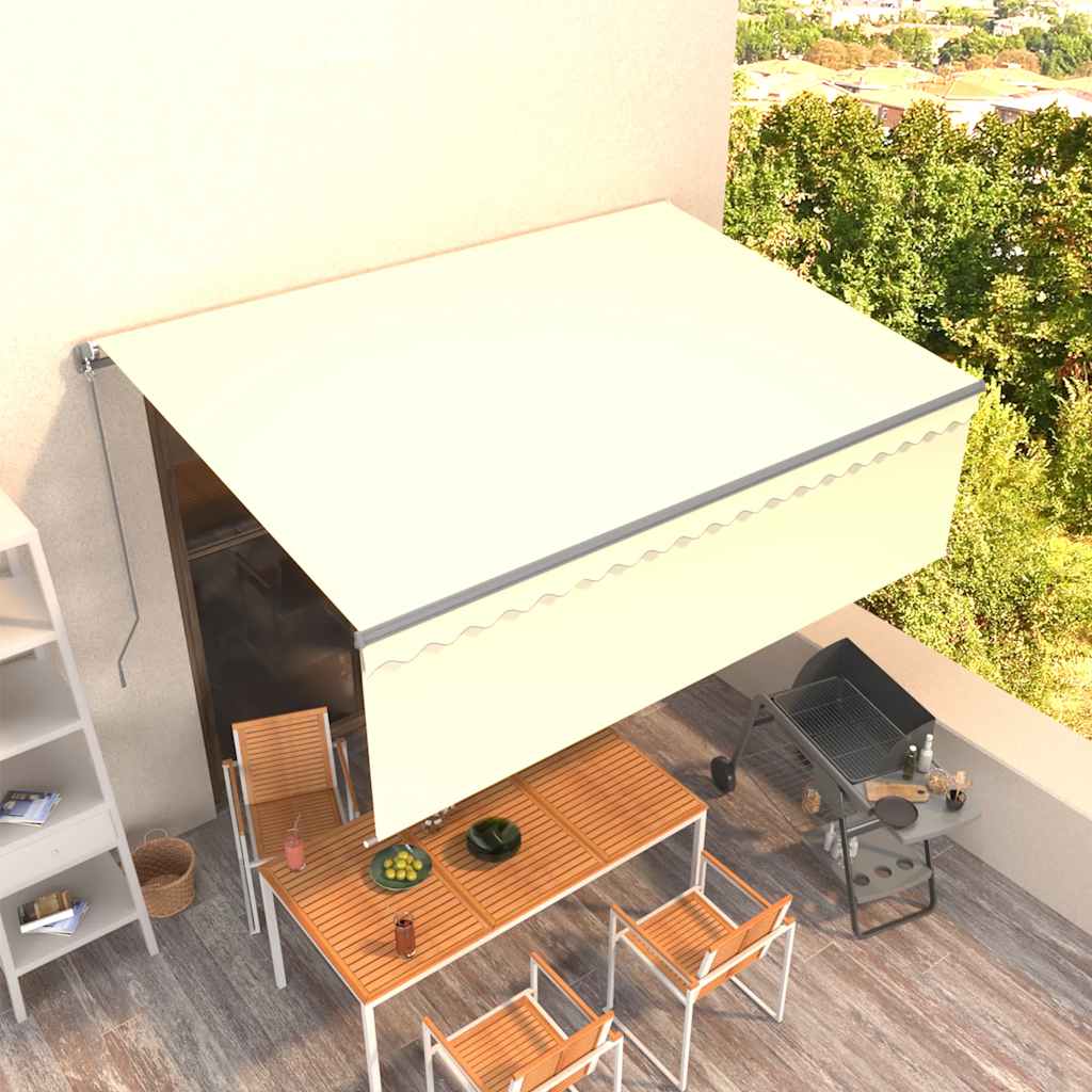 vidaXL Toldo retrátil manual com estore 4x3 m azul e branco