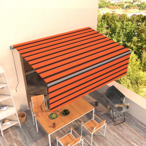 vidaXL Toldo retrátil manual com estore 4x3 m azul e branco