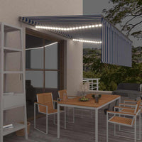 vidaXL Toldo retrátil manual com estore/LED 3x2,5 m azul e branco
