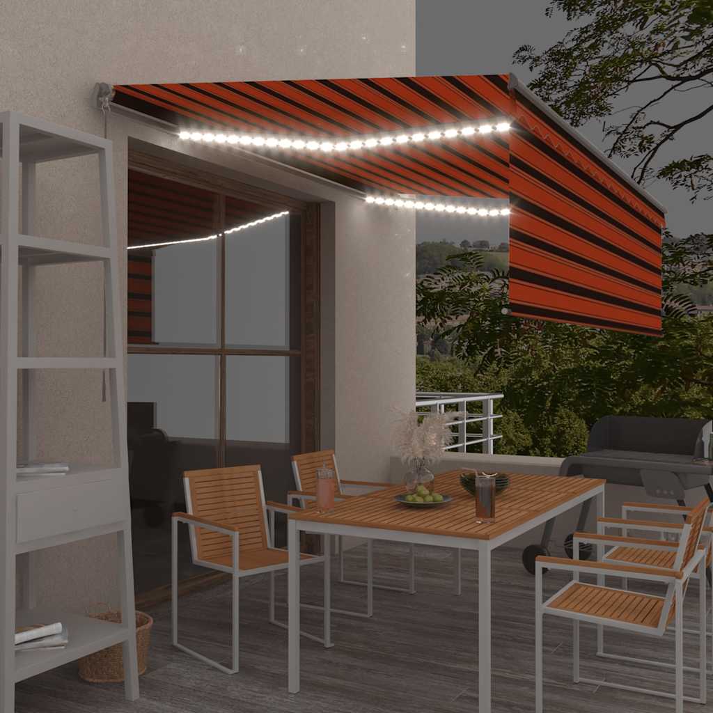 vidaXL Toldo retrátil manual com estore/LED 3x2,5 m azul e branco