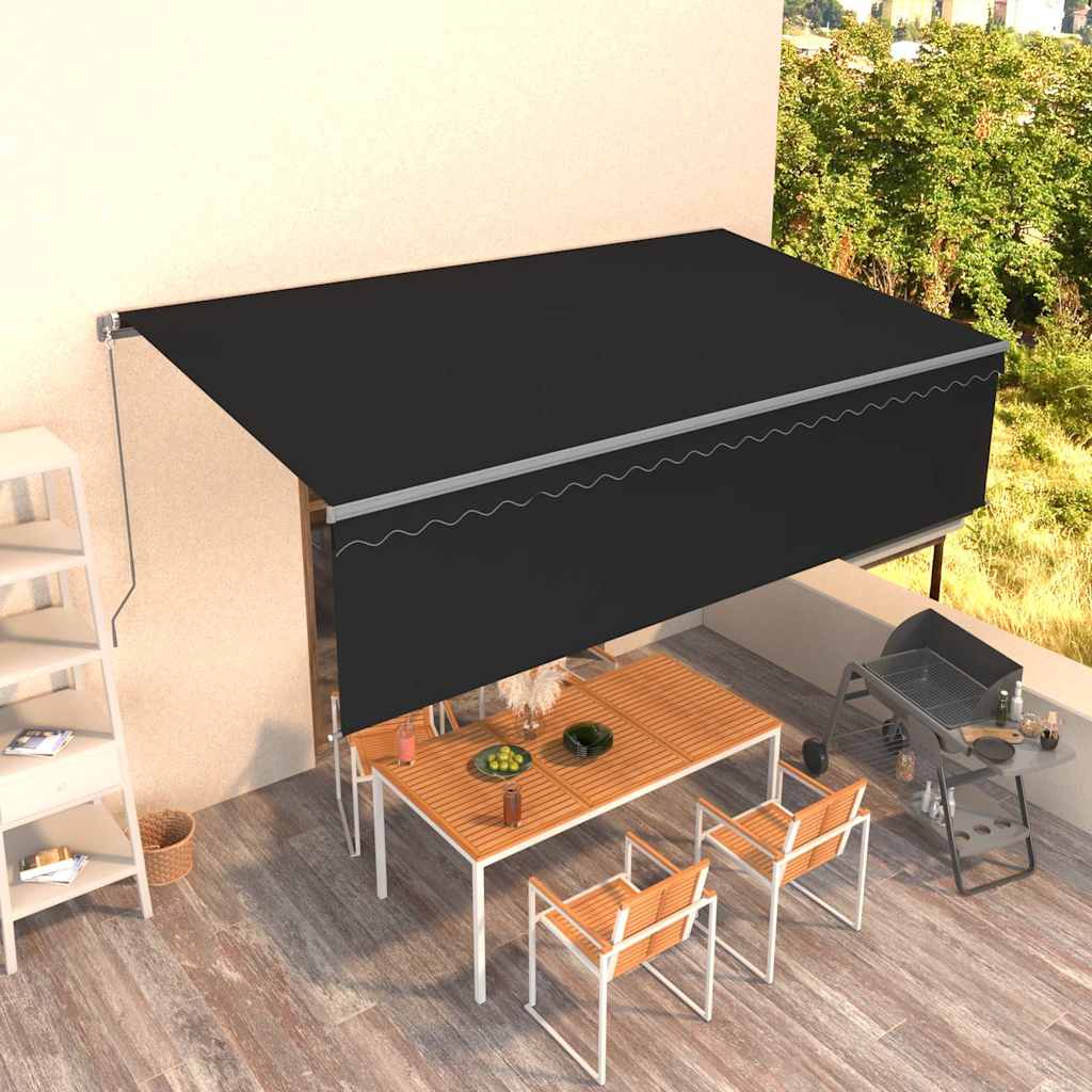 vidaXL Toldo retrátil manual com estore 4x3 m azul e branco