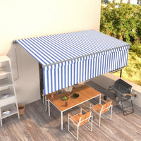 vidaXL Toldo retrátil automático com estore 3x2,5 m azul e branco