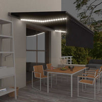 vidaXL Toldo automático c/ estore/LED/sensor de vento 4x3m azul/branco