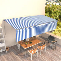 vidaXL Toldo retrátil manual com estore 4x3 m azul e branco