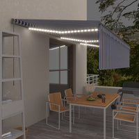 vidaXL Toldo retrátil manual com estore/LED 3x2,5 m azul e branco