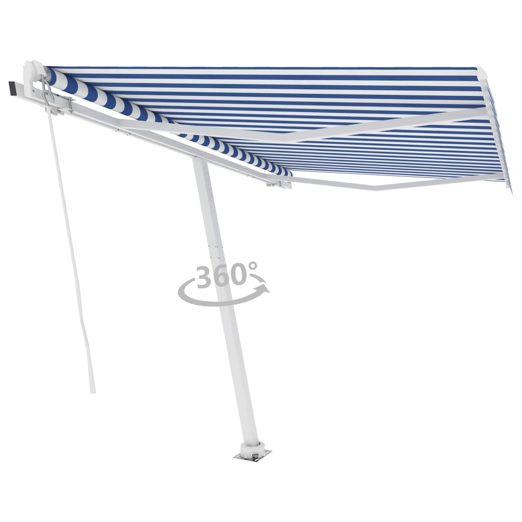vidaXL Toldo retrátil manual independente 300x250 cm azul e branco