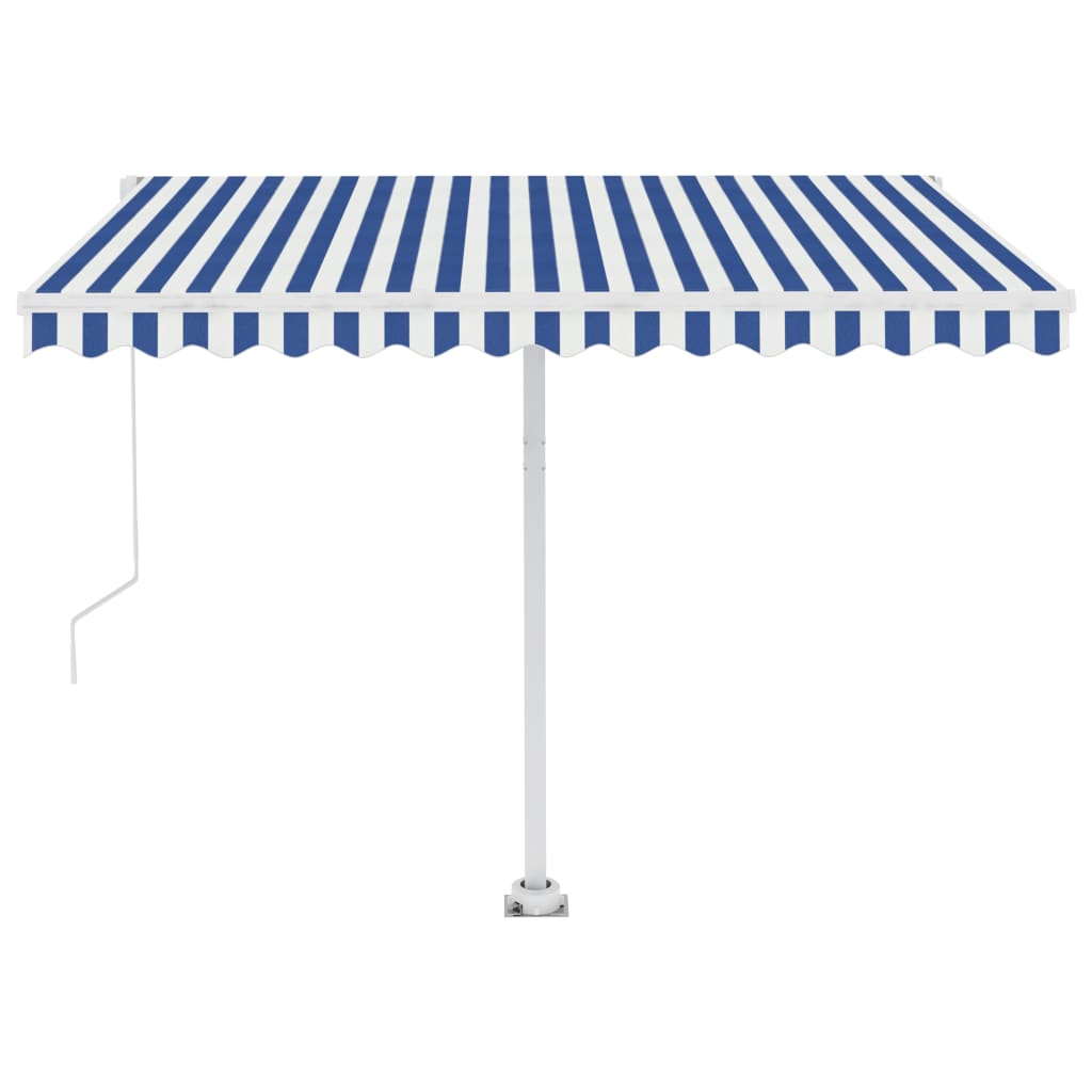 vidaXL Toldo retrátil manual independente 300x250 cm azul e branco