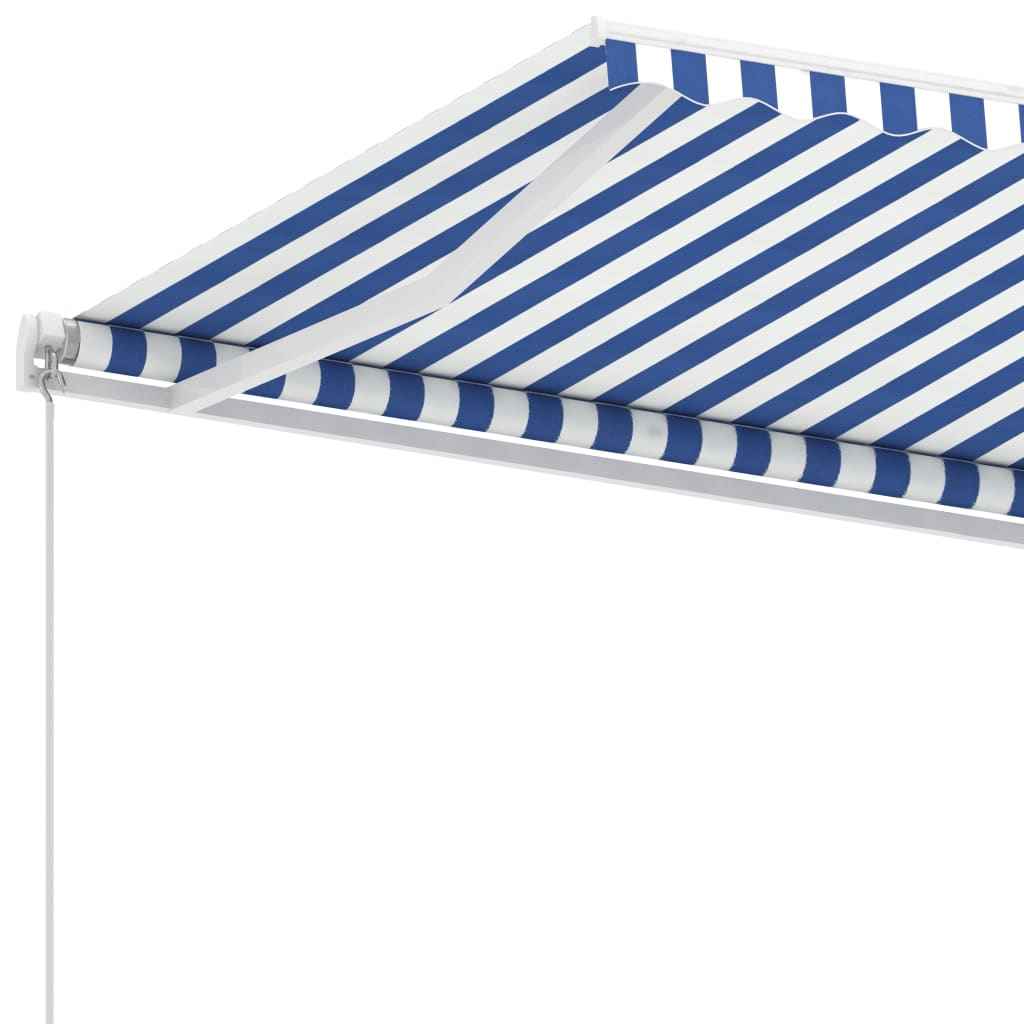 vidaXL Toldo retrátil manual independente 300x250 cm azul e branco