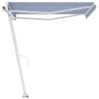 vidaXL Toldo retrátil manual independente 300x250 cm azul e branco