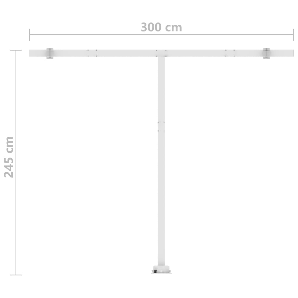 vidaXL Toldo retrátil manual com LED 300x250 cm azul e branco