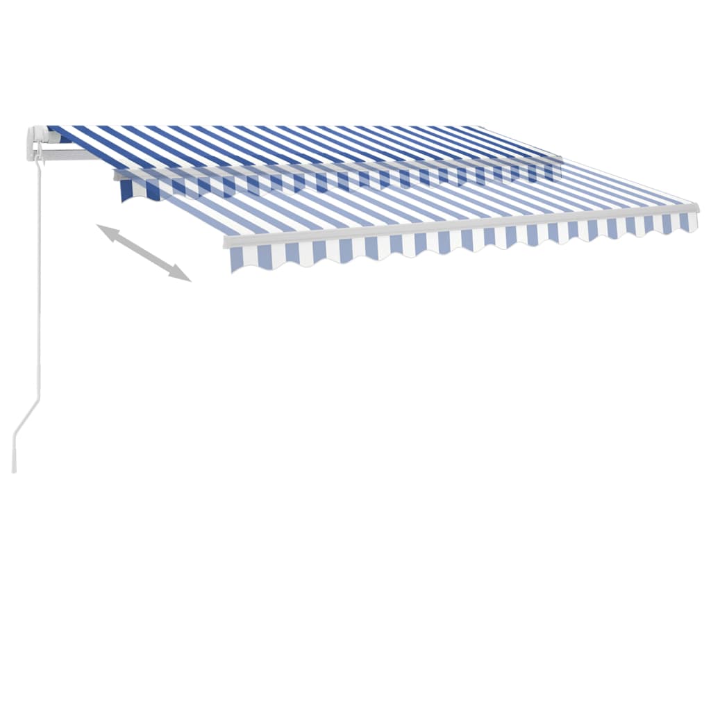 vidaXL Toldo retrátil manual com LED 300x250 cm azul e branco