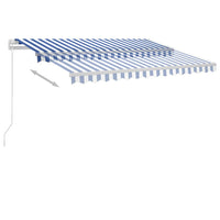 vidaXL Toldo retrátil manual com LED 300x250 cm azul e branco