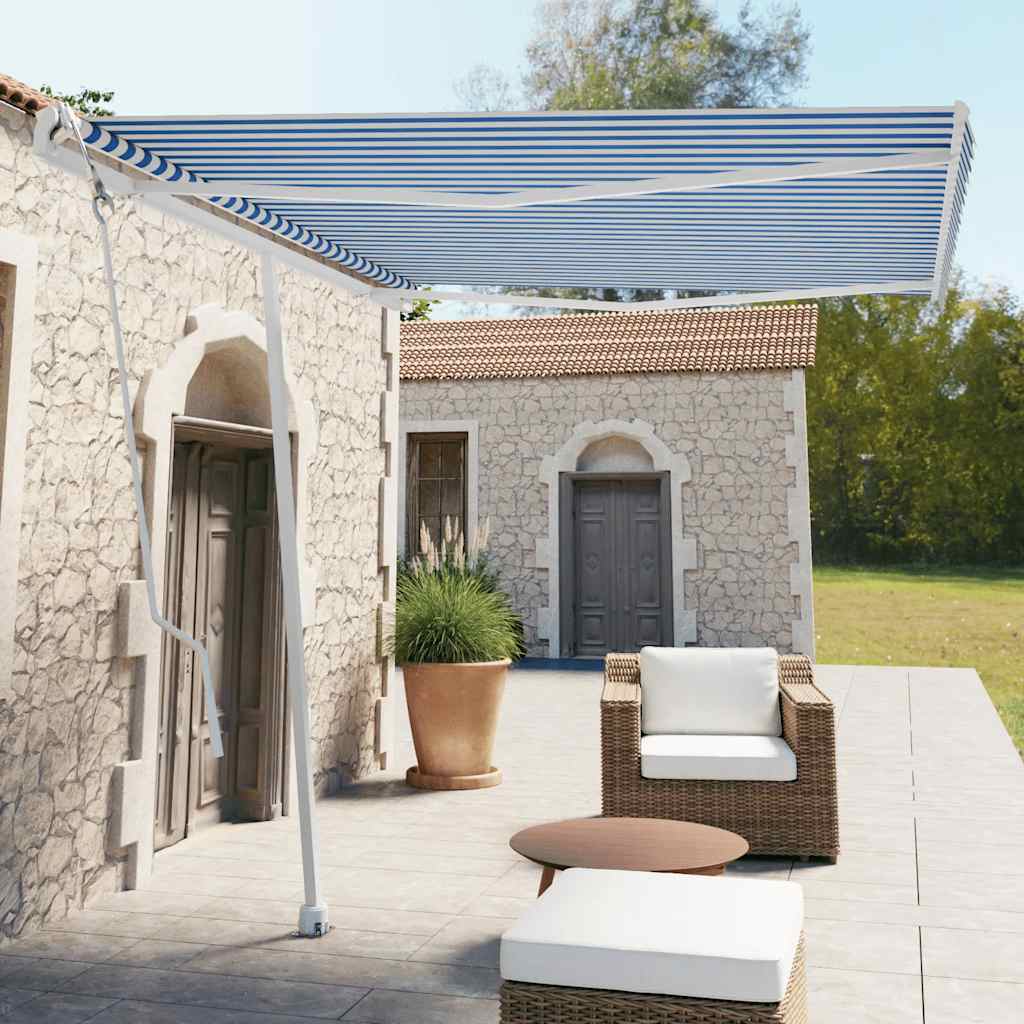 vidaXL Toldo automático independente 300x250 cm azul e branco