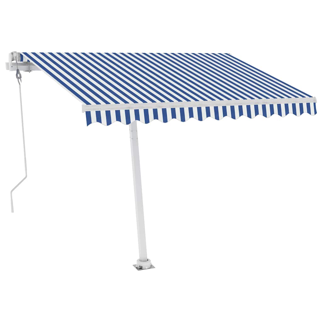 vidaXL Toldo automático independente 300x250 cm azul e branco