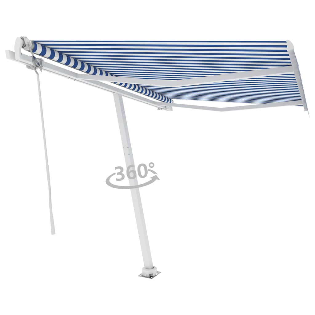 vidaXL Toldo automático independente 300x250 cm azul e branco