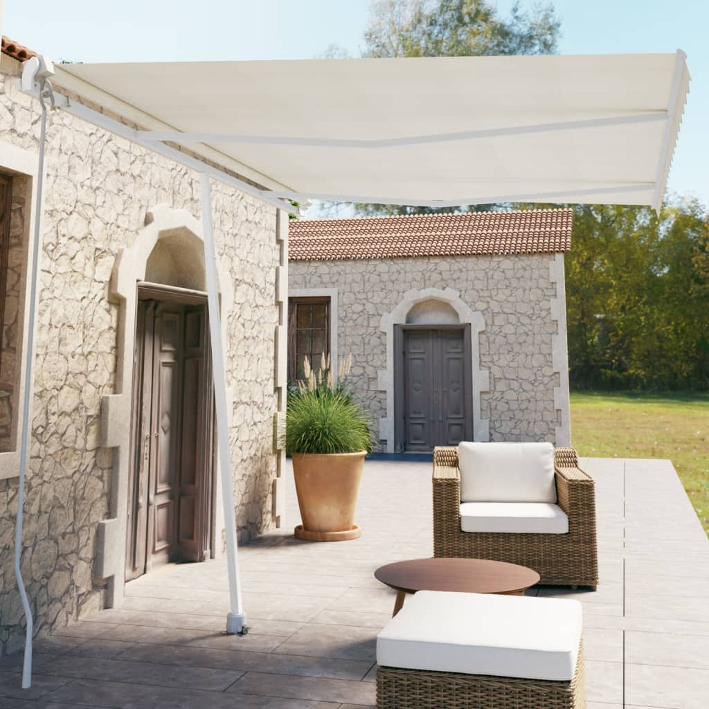 vidaXL Toldo retrátil manual independente 300x250 cm azul e branco