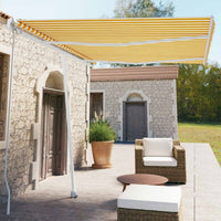 vidaXL Toldo retrátil manual independente 300x250 cm azul e branco
