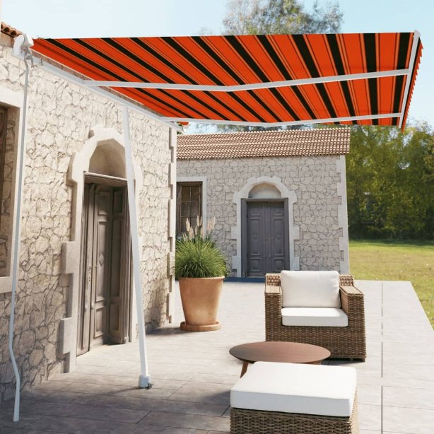 vidaXL Toldo retrátil manual independente 300x250 cm azul e branco