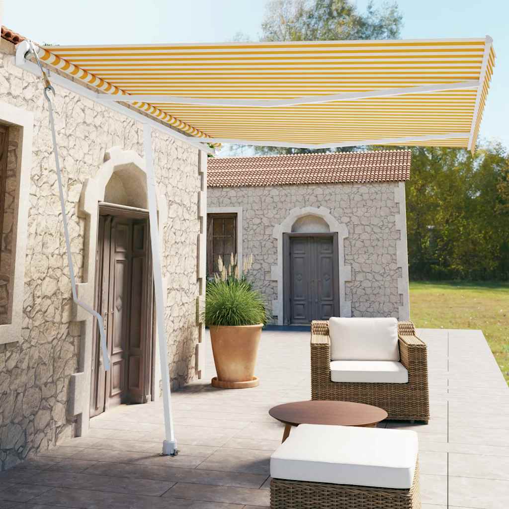 vidaXL Toldo automático independente 300x250 cm azul e branco