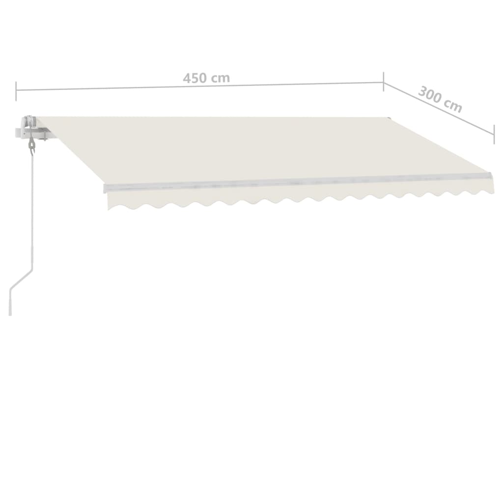 vidaXL Toldo autom. c/ LED e sensor de vento 450x300 cm azul/branco