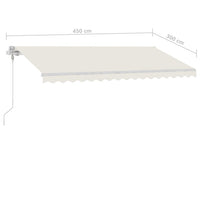 vidaXL Toldo autom. c/ LED e sensor de vento 450x300 cm azul/branco