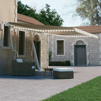 vidaXL Toldo autom. c/ LED e sensor de vento 450x300 cm azul/branco