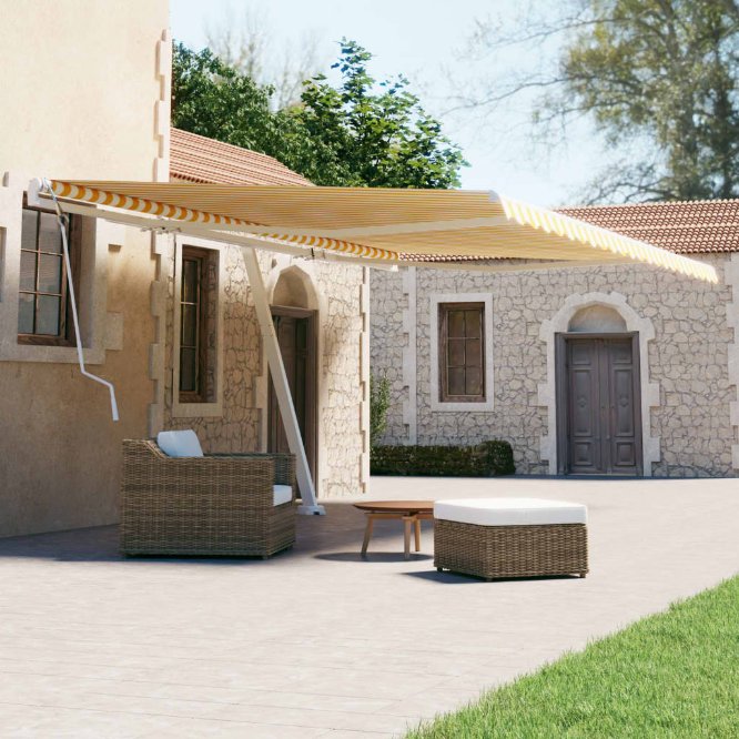 vidaXL Toldo retrátil manual independente 300x250 cm azul e branco