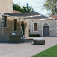 vidaXL Toldo autom. c/ LED e sensor de vento 450x300 cm azul/branco