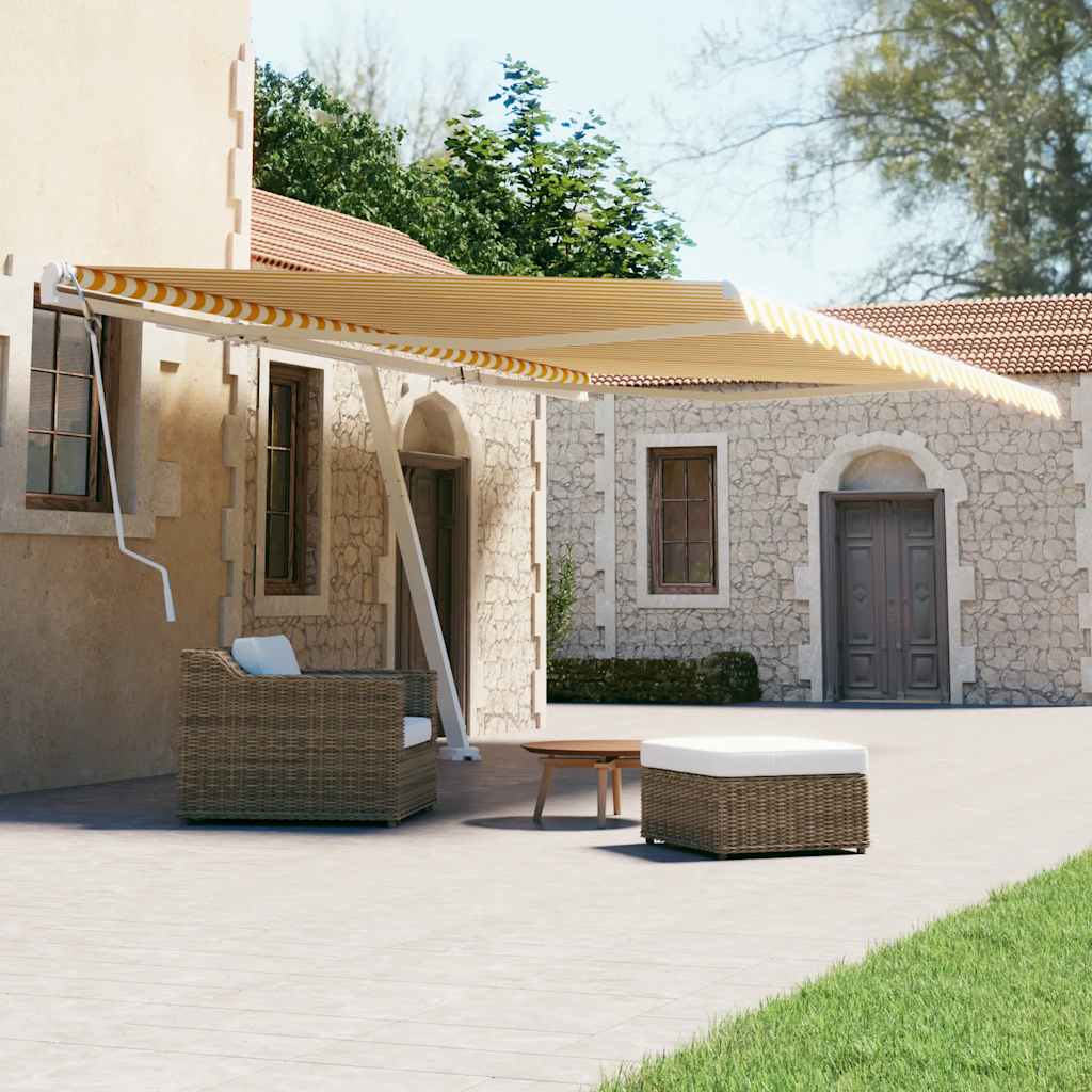 vidaXL Toldo retrátil manual independente 300x250 cm azul e branco