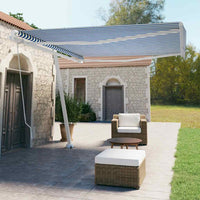 vidaXL Toldo retrátil manual independente 300x250 cm azul e branco